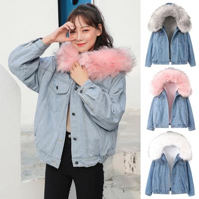 Winter Women Jacket Furry Hood Thickened Plush Long Sleeves Pockets Button Closure Flap Pockets Coat Short Type Windproof Warm Coat