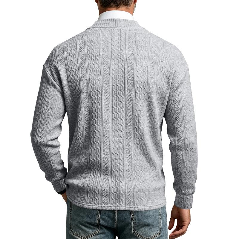 Maglione da Uomo Autunno Inverno a Treccia Monocolore Scollo a V Manica Lunga Casual Business Maglione Lavorato a Maglia