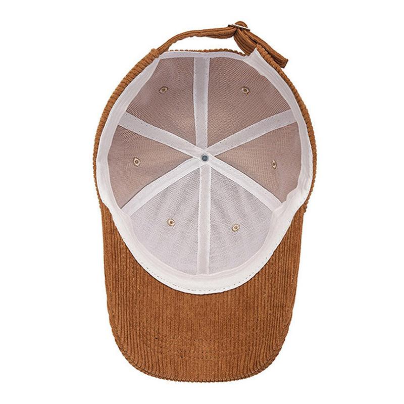 Corduroy baseball cap men's and women's autumn and winter new solid color cap thermal visor fashionable simple hat