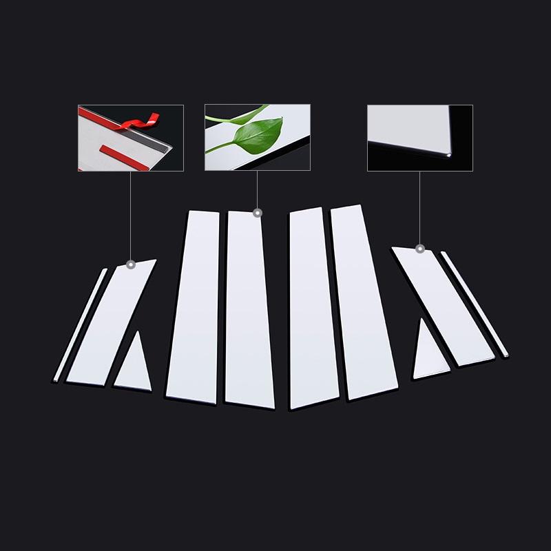 10/8ks leštěných sloupků sloupků Okenní lišta Kryt sloupku BC Nálepka z nerezové oceli/PC plast pro NISSAN Qashqai 2016-2018