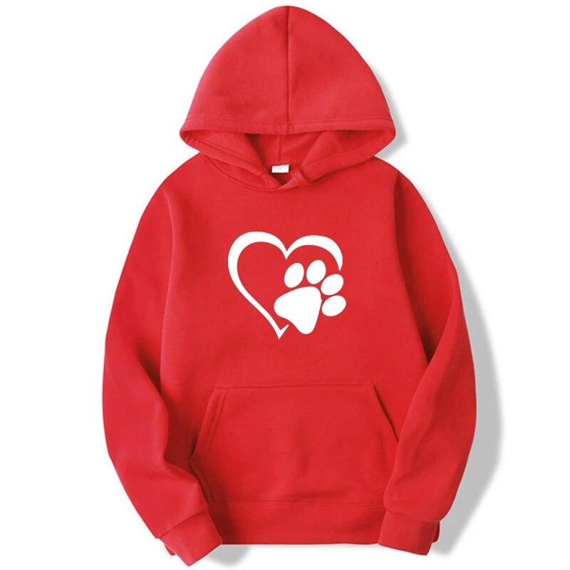 Femei Hanorac Drăguț Câine Labă și Inimă Formă Print Hoodies Femei Casual Mânecă Lungă Hoodies Toamna Iarna Pulover Plus Size