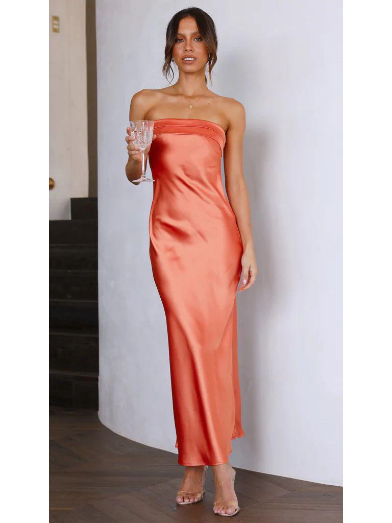 European & American 2025 Spring/Summer Satin Backless Tube Dress for Women.