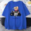Motorrad-Enthusiast Street Teddy Rider Bedrucktes T-Shirt Herren Locker Street Kurzarm Sommer Atmungsaktives T-Shirt Baumwollkleidung