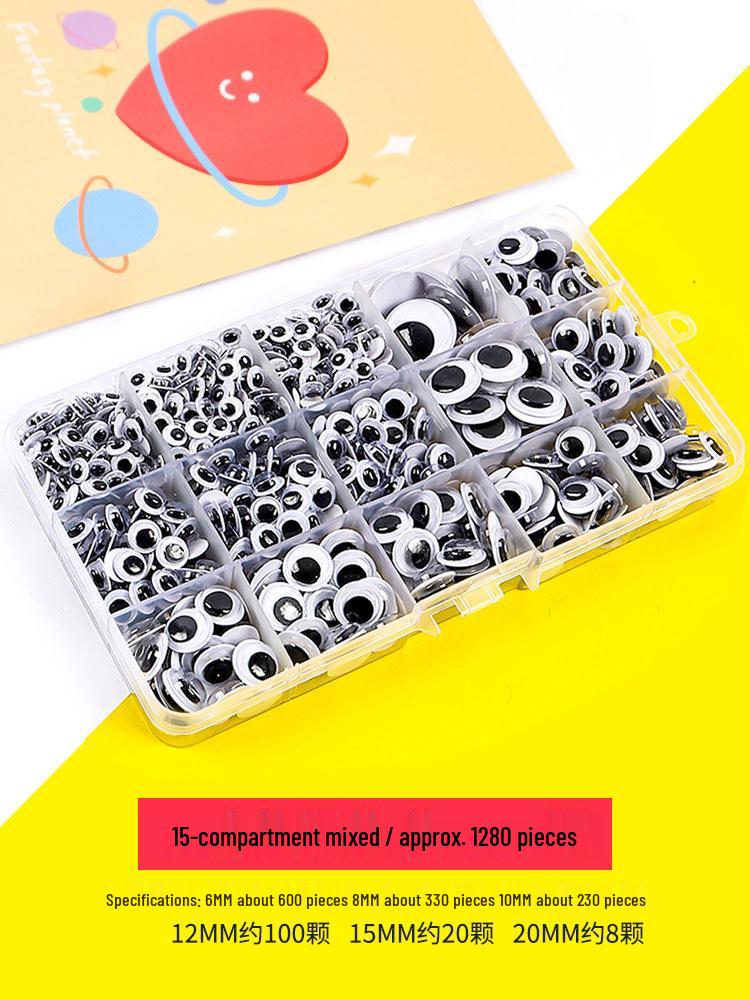 Handmade Self-Adhesive Googly Eyes with Eyelashes - Black, White & Colored Movable Plastic Eyes for DIY Projects