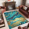 Mermaid Underwater Theme Crystal Velvet Rug Personalized Custom Name Text Soft Floor Mat Home Decor