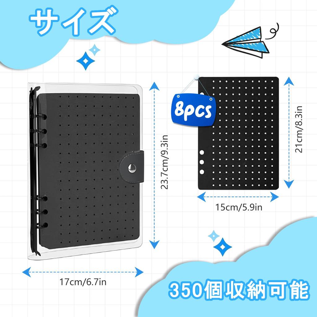 Pin Display Abzeichen Display Pin Aufbewahrungsdatei mit wasserdichtem klarem PVC Emaille 8 Halter bis zu 350 und Ohrring-Organizer Buchhalter, Ordner, Einband,