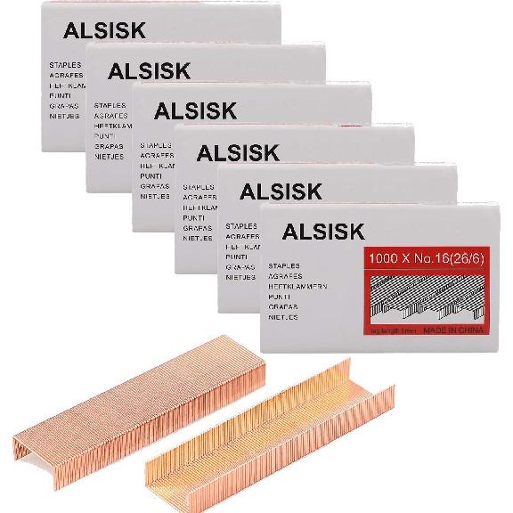 Стандартные скобы Alsisk, длина 1/4 дюйма, 6 коробок-6000 шт., Розовое золото