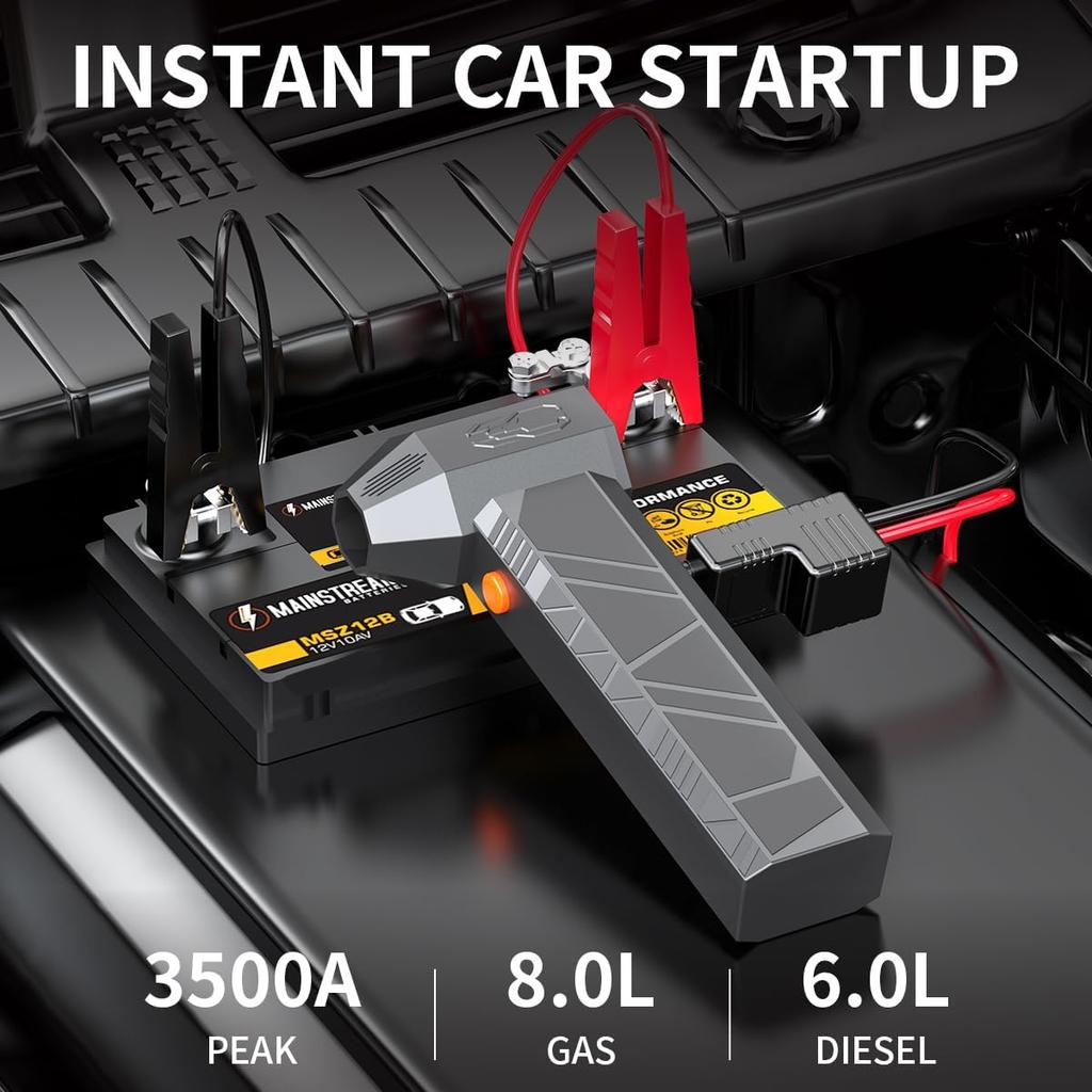 Car Jump Starter 5000A Peak, 16V Ultra-Fast Fan, 18000mAh Power Bank, 18W Fast Charging for 12V Gas Engines Up to 7.0L