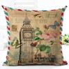 European Building Cushion Cover Cotton Linen Pillow Case American Painting Sofa Decorative Pillowcase Home Accessories Cover