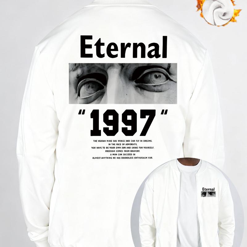 

Long Sleeve Fleece Baseball Top, Solid White, Simple & Comfortable for Daily S