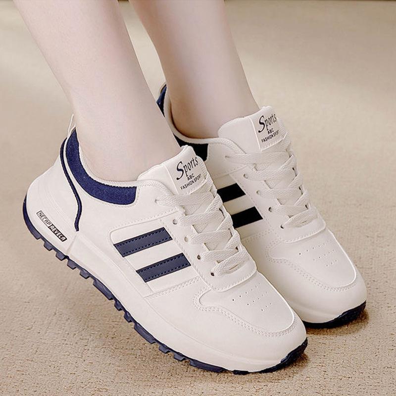Women's Versatile Leather Sneakers - 2024 Autumn, Thick-Soled, Non-Slip, Lightweight Popular Style, Forrest Gump Shoes 5115
