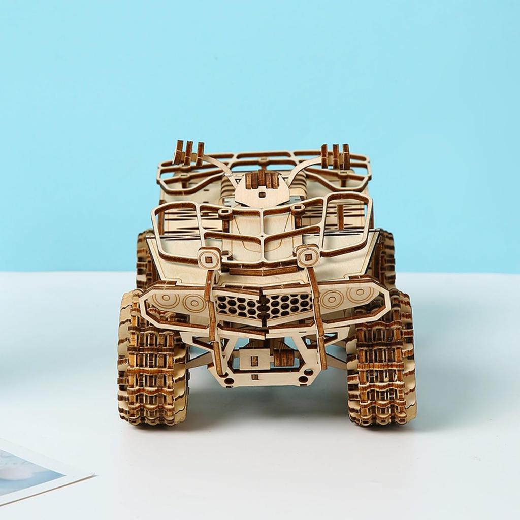 Hallisun 3D Wooden Puzzle for Adults Assembly 3D Beach Buggy Car Moving Mechanical Craft DIY Mechanical Wood Puzzle Toy Hobby Christmas Day Vintage