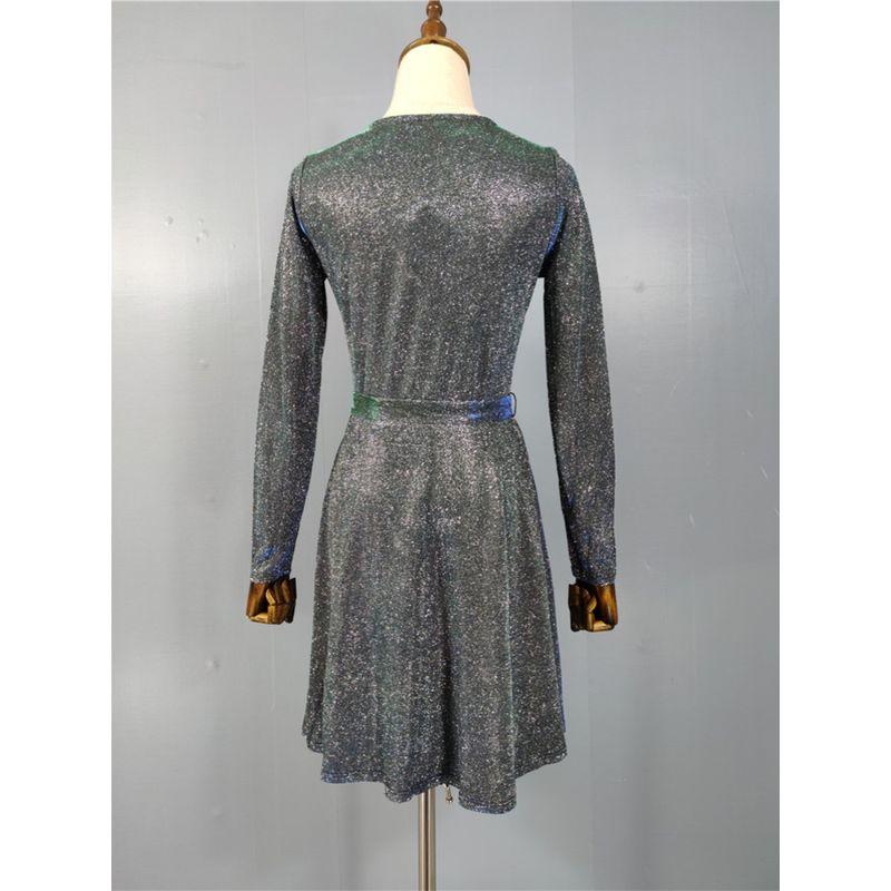 French Suit Birthday Party Classy Light Luxury Minority Fancy Formal Dress Silm Large Swing Skirt Gradient Glittering Powder