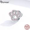 Bamoer Pet Cat Paw Footprint 925 Sterling Silver Bead Charm do bransoletki DIY tworzenia biżuterii