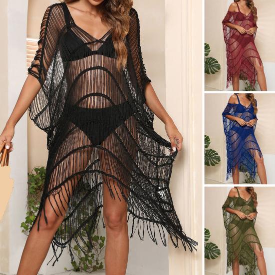 

Купальный костюм Cover Up Deep V Neck Солнцестойкий Мягкий Привлекательный однотонный купальник Платье Женская одежда One Size синий