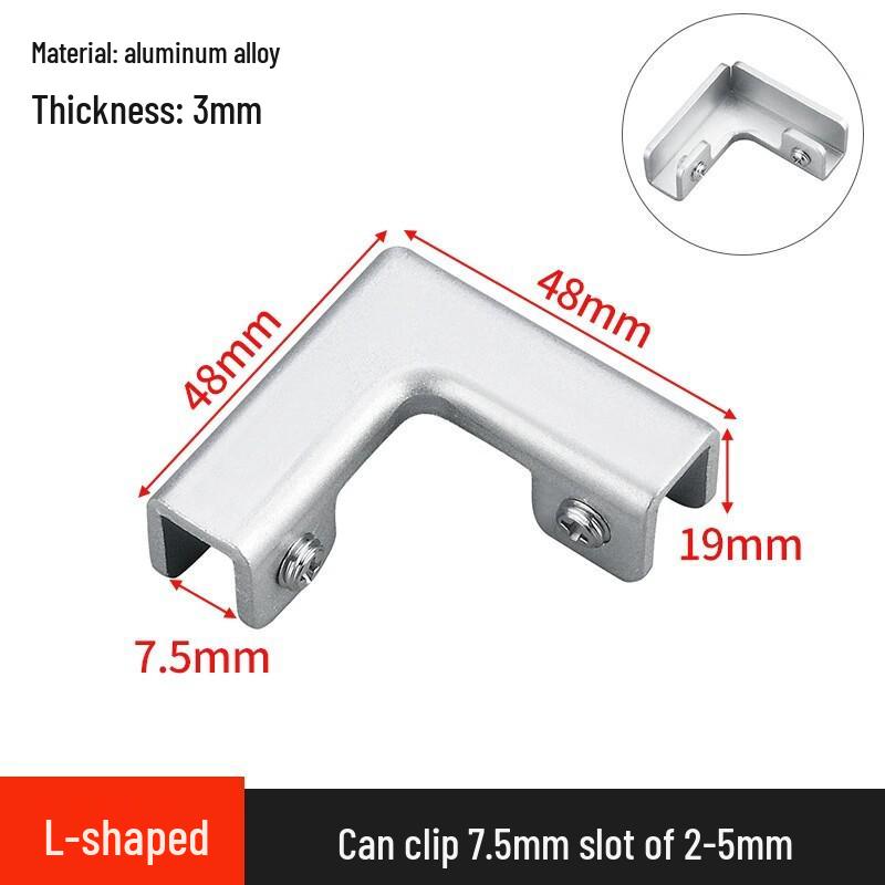 L-Shaped Right Angle Aluminum Kitchen Sink Clamp & Glass Shelf Clip