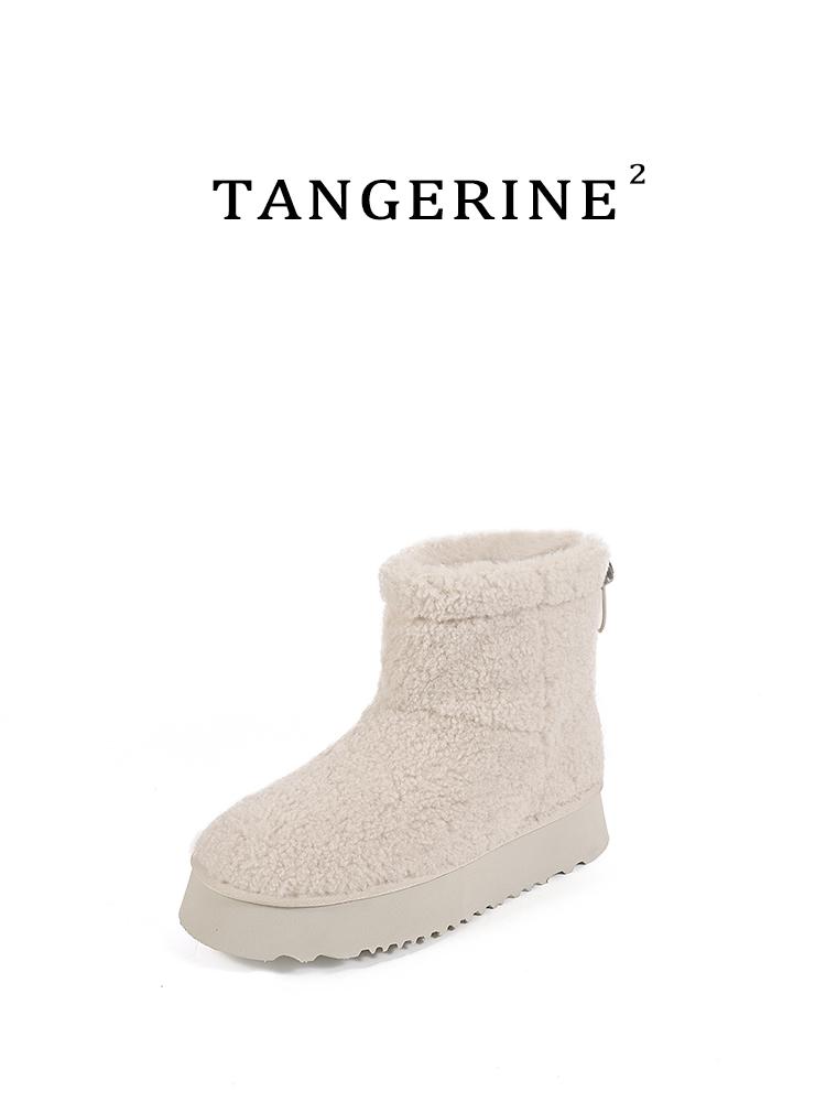 

Плюшевые роллы на высокой толстой подошве, нескользящие зимние ботинки, женские 2025, зима, новые короткие ботинки из овечьей шерсти, на теплой хлопковой подкладке 40