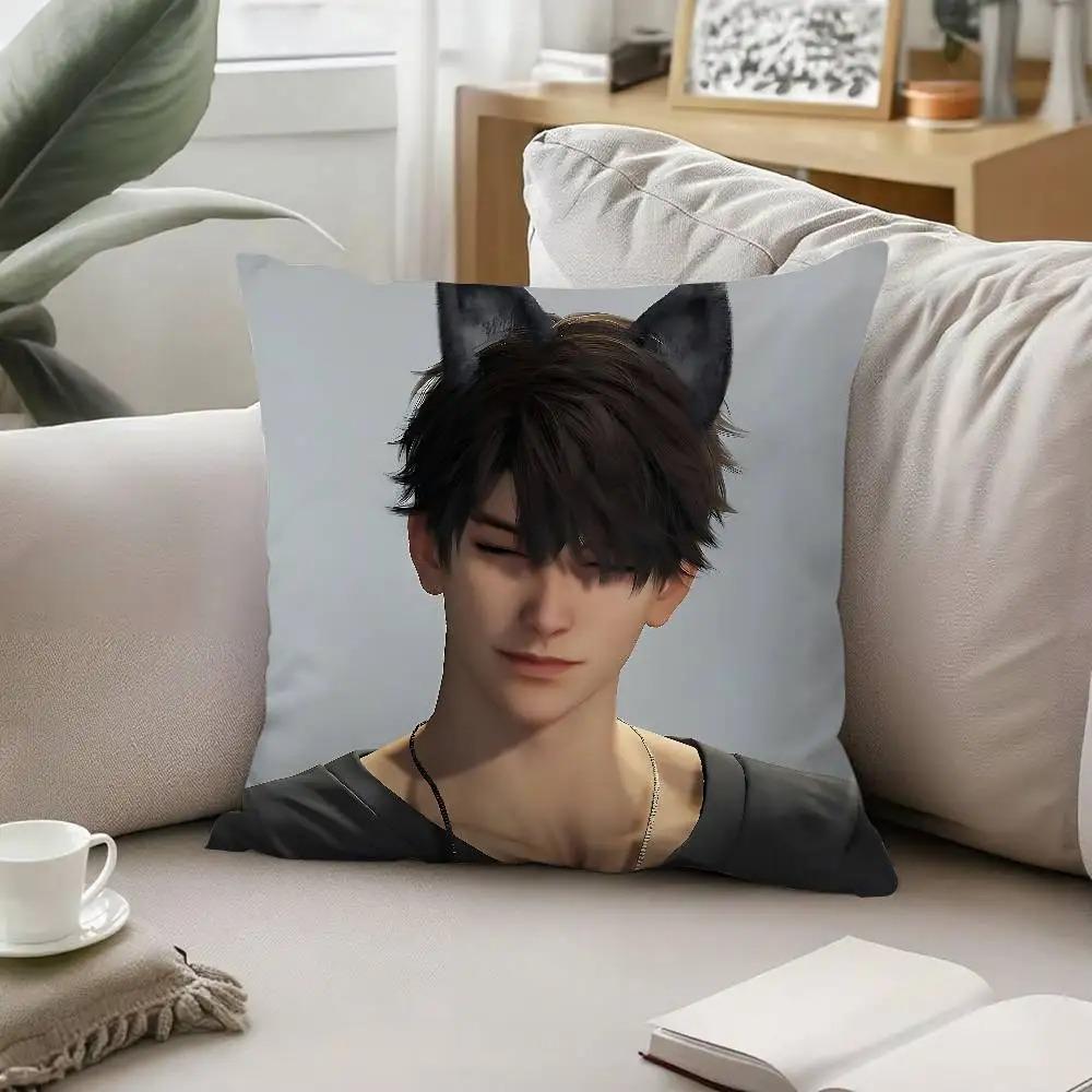 Otome Game Character Pillow Covers Handsome Male Print Polyester Pillowcases for Bedroom Living Room Anime Game Themed Home De