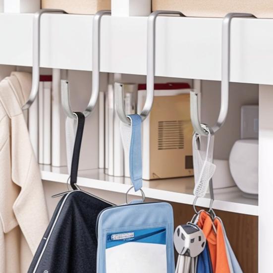 2/5Pcs Clothes Towel Hangers Over-Cabinet Hooks Strong Load-bearing Simple Installation Closet Wardrobe Door Hanging Hooks