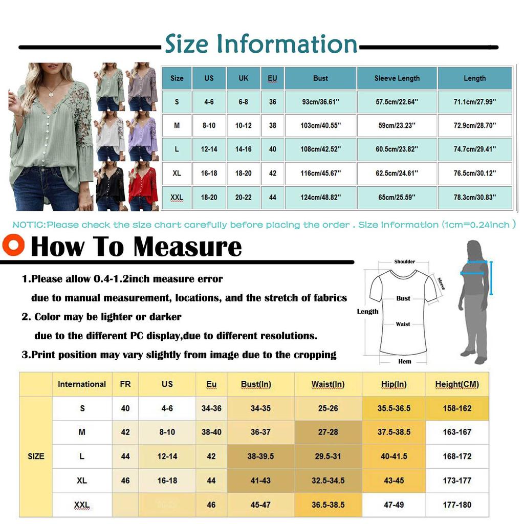 Womens Fashion Hollow Lace Stitching V-neck Flared Long Sleeve T-Shirt Tops