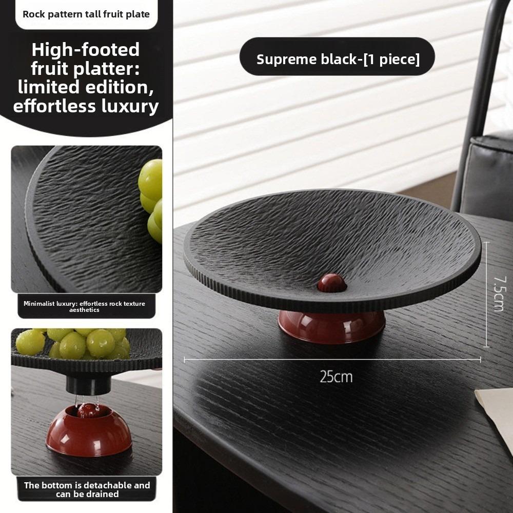 Fashion High-legged Fruit Plate Large Capacity Light Luxury Dried Fruit Plate Plastic Drain Tray Snack Serving чёрный