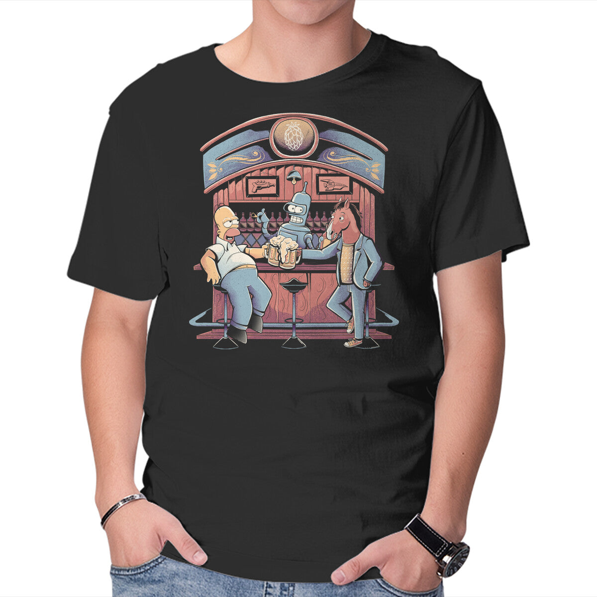 Unisex Crew Neck T-Shirt Happy Hour Graphic Short Sleeve Casual Tee XXXL