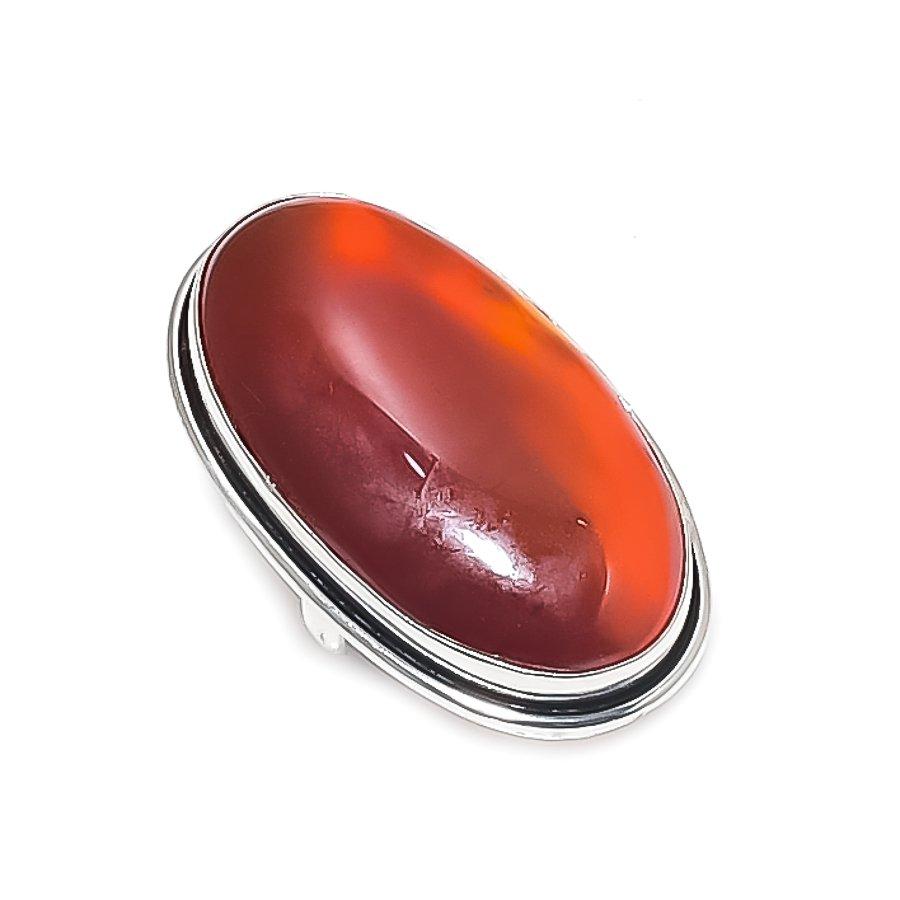 Carnelian Gemstone 925 Sterling Silver Jewelry Ring Size 7