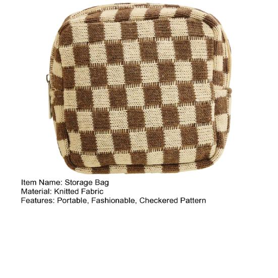 Checkered Period Bag for Women Sanitary Napkin Bag Girls Knitted Cute Menstrual Pad Pouch Tampon Holder