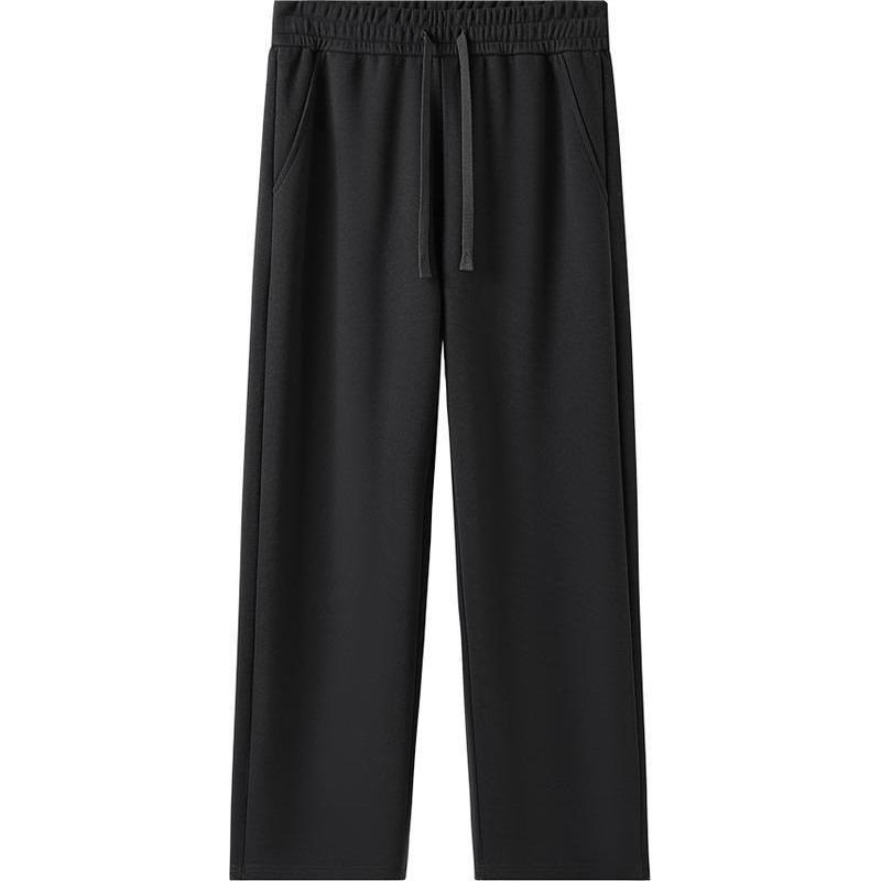 Ghua cotton wide-footed sweatpants spring and autumn men's same solid-color loose pants casual pants straight flat pants