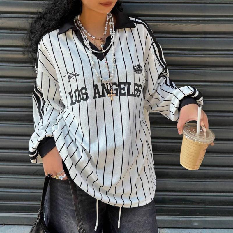 

Ретро полосатый свитер с лацканами для женщин осень зима свободный повседневный вязаный джемпер с принтом букв S белый