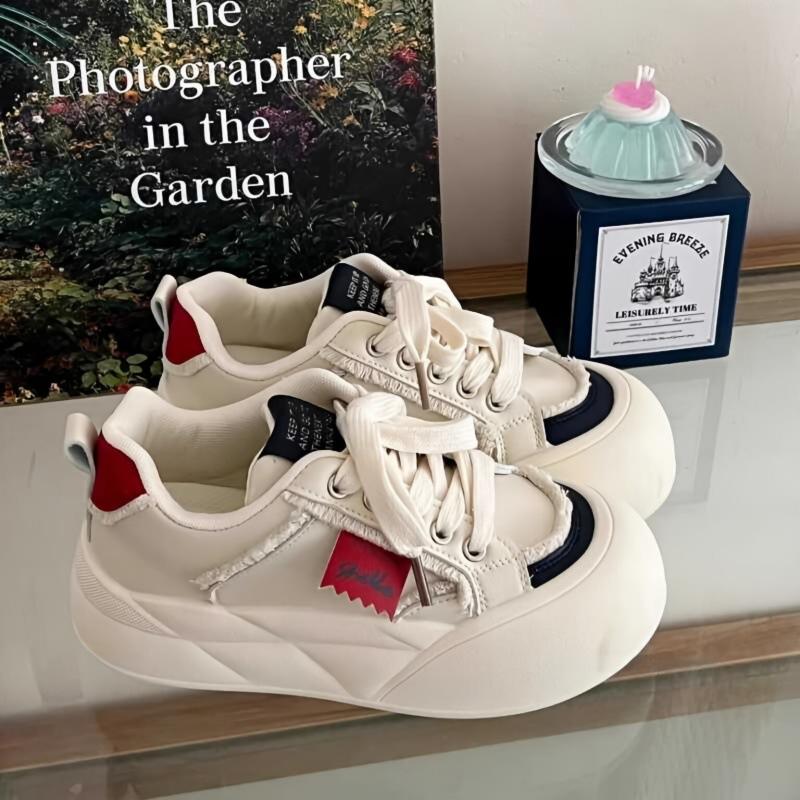 Bow platform bread shoes 22 spring and autumn new niche ins casual board shoes tide 35