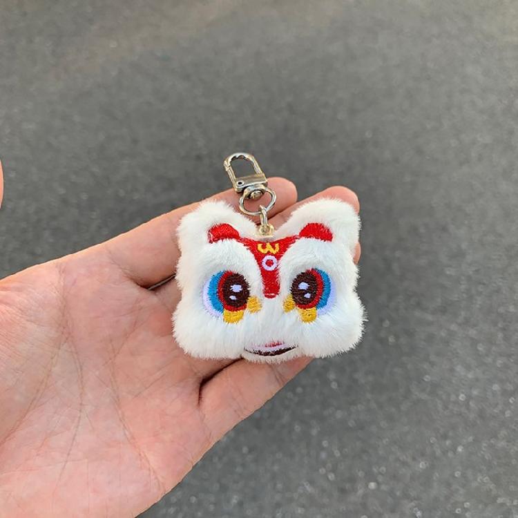 Chinese Lion Keychain Plush Lion Dance Keyring for Car Keys Backpack Ornament