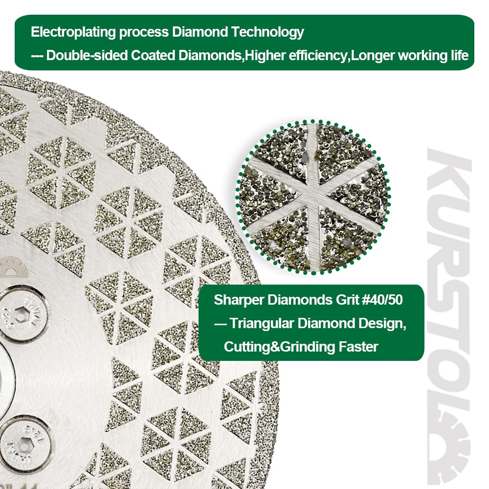 Grinding Cutting Diamond Blade - 2pcs Granite Grinding Wheel 4.5"/115mm 5/8-11" Flange, Double-Sided Diamond Cutting Disc Saw Blade for Beveling