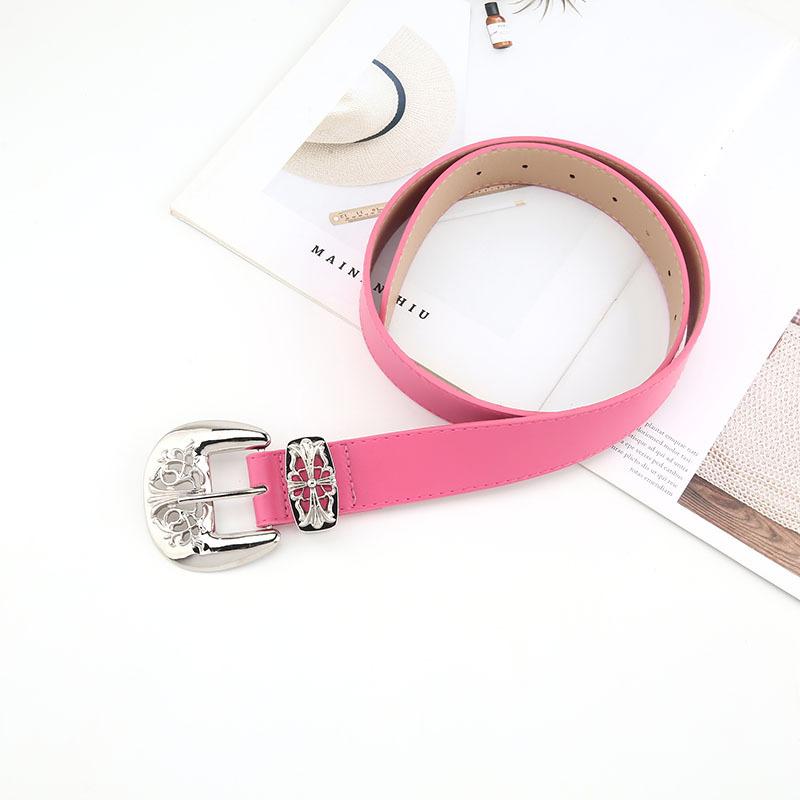 

Belt Decorative Versatile American Style Buckle Match Belt ярко-розовый