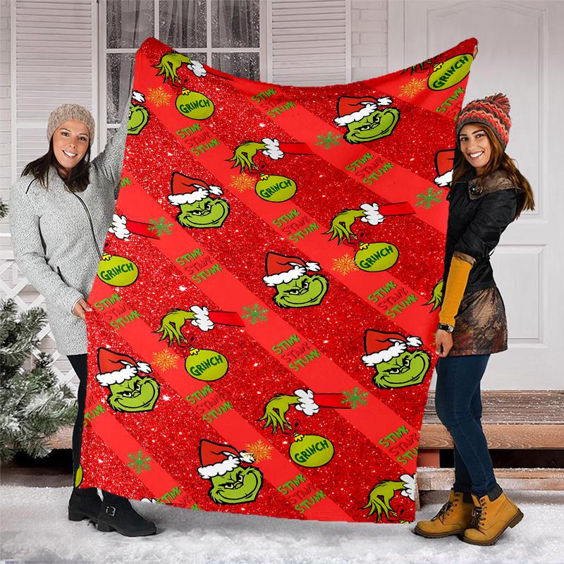 Grinch Theme Printed Blanket Perfect For Couch Bed Travel Outdoor Use Machine Washable Cozy Durable