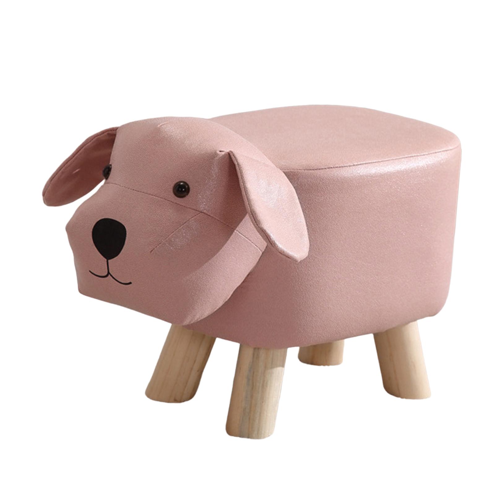 

Подставка для ног с изображением мультяшного животного, симпатичная мягкая пуфик с сиденьем из цельного дерева, мебель для детей, обучающий табурет, скамейка, декоративная для дома