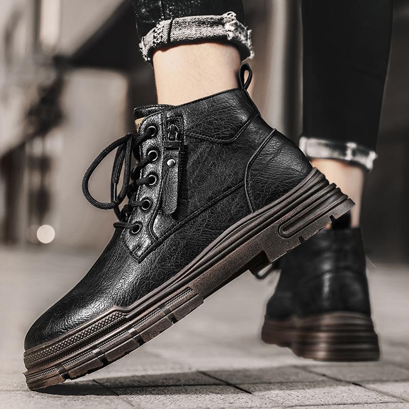 

Men s big-headed men s shoes Martin boots 2025 new autumn and winter warm and fleece non-slip outdoor sports boots 44 чорний