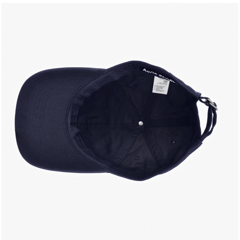 Acne Studio C40389 Navy Blue  885  Face Logo Metal Patch Ball Cap