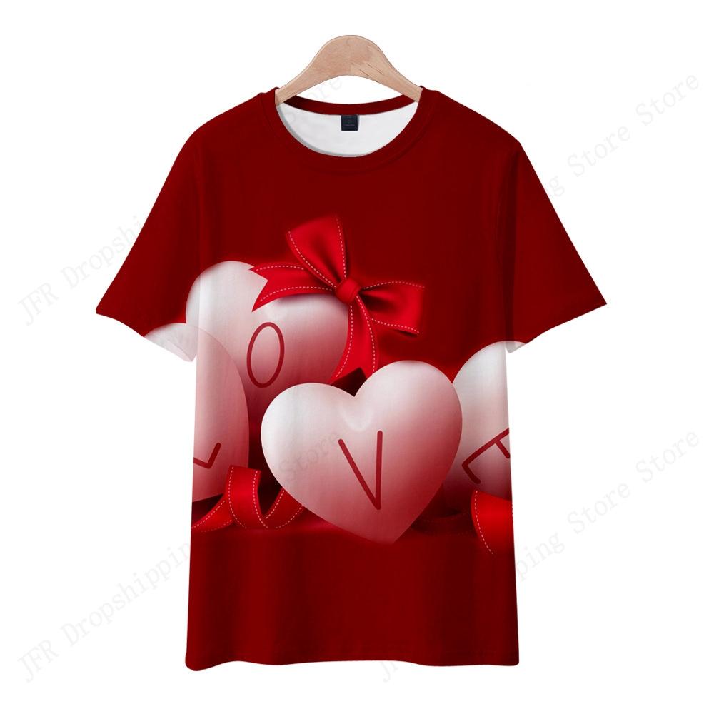 Summer Women's T-shirt Cartoon Love Heart 3d Print Tshirt Women Fashion Oversized Short Sleeve T Shirt Floral Tops Tees Gifts