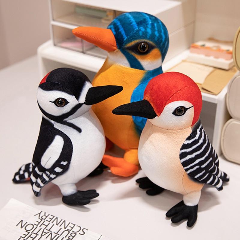 Cute simulation woodpecker doll plush toy bird doll home living room ornament boy soothing doll