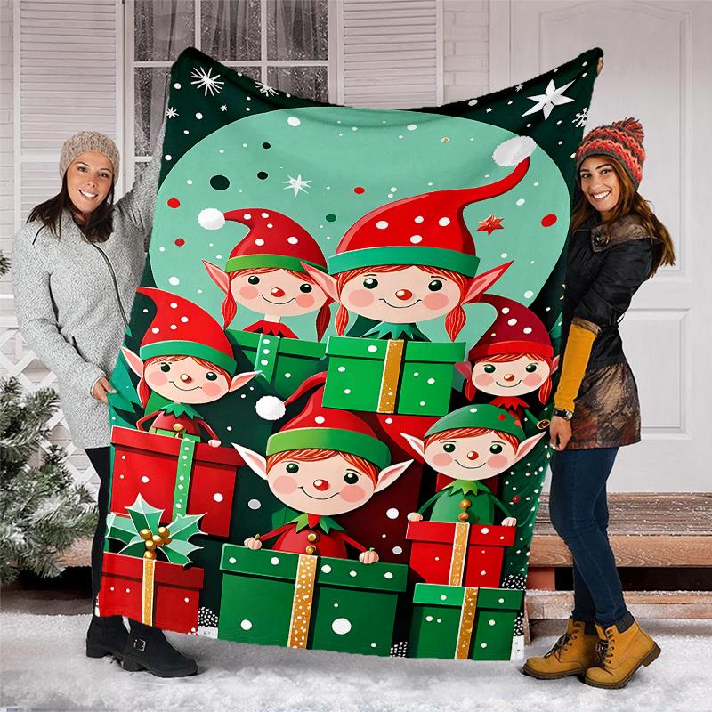 Christmas Santa Claus Theme Printed Blanket - Perfect for Couch, Bed, Travel & Outdoor Use | Machine Washable, Cozy & Durable.