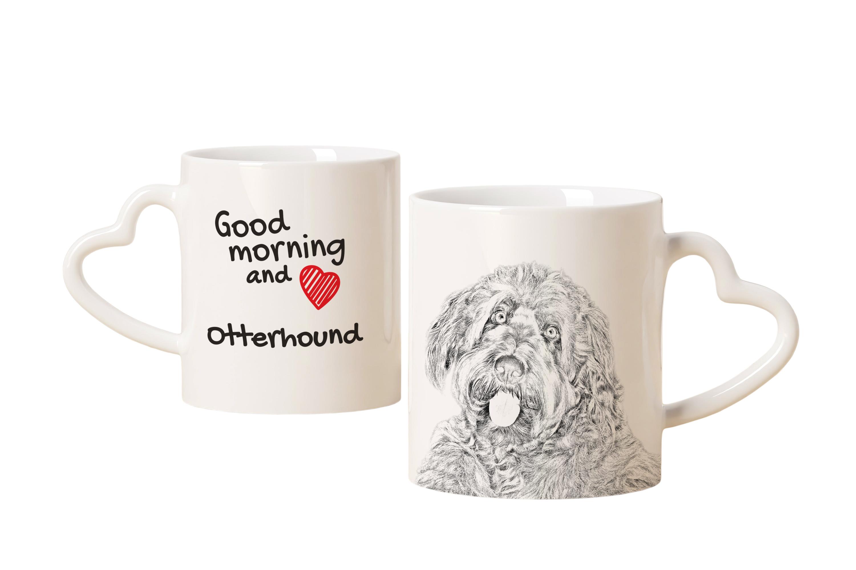 

Otterhound - cup with a dog, adorable cup with a heart-shaped handle, universal gift from the Art-Dog brand білий