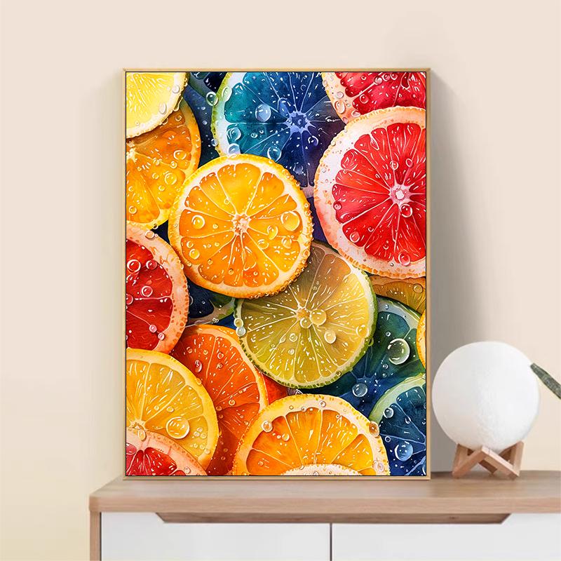 5d DIY Diamond Painting Cross Stitch Colored Lemon Slices Diamond Embroidery Mosaic Full Round Drill Home Decor