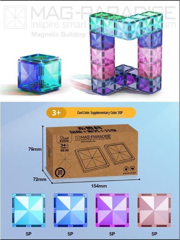 Stained Glass Magnetic Building Blocks Set - 100-Piece Educational Toy for Kids