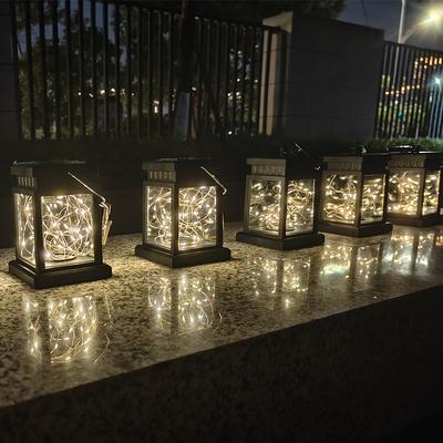 Hanging Flickering Solar Lights Star/Candle Garden Decoration Lantern Waterproof Landscape Yard Lights Terrace Lamp with Hook