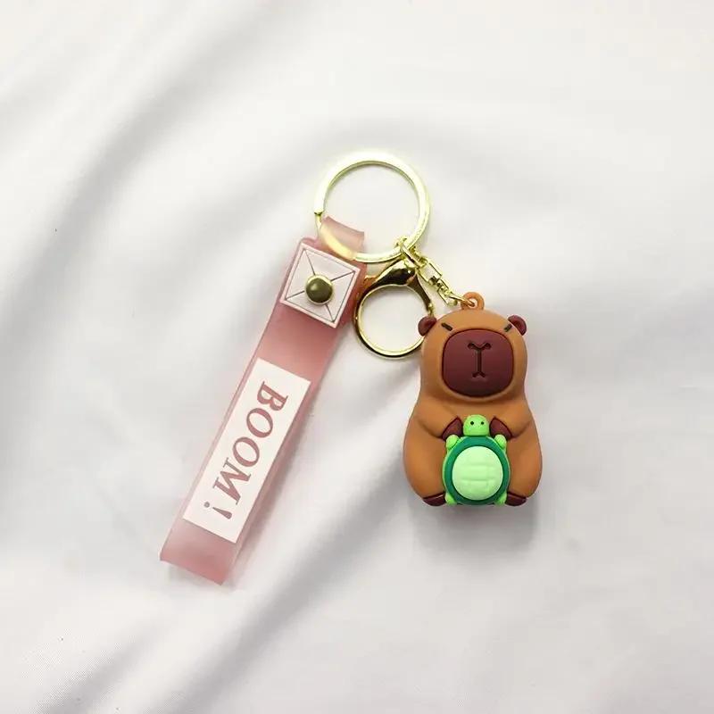 1PC Cartoon Capybara Plush Keychain Kawaii Backpack PVC Pendant Decoration Keyring Accessories Anime Lover Gifts