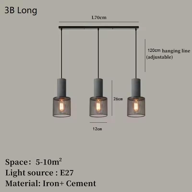 Vintage restaurant pendant light corridor cement column forged iron lampshade LED E27 coffee shop home decoration pendant light