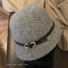 Belt buckle wool foreign daughter hat French top hat women's autumn and winter bucket hat Hepburn rich daughter hat