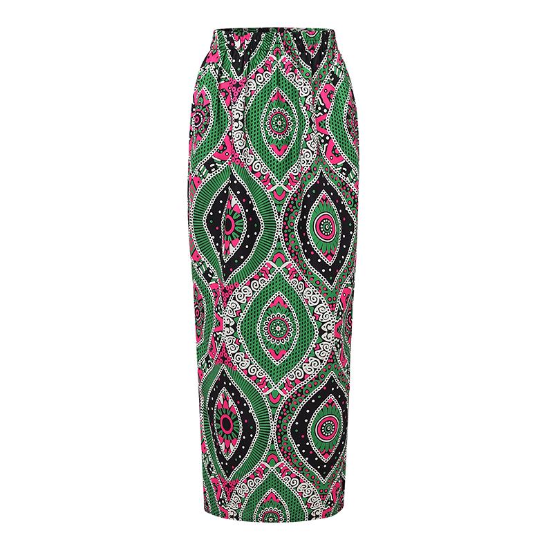 2PCS Women Oversized Lace Batwing Sleeve Long Tops and Skirts Floral Print Sets Two Picecs