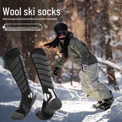 Unisex Cross-Border Style Woll-Skisocken: Langer Schlauch, warm, rutschfest, pillingfrei, ideal zum Skifahren und Bergsteigen
